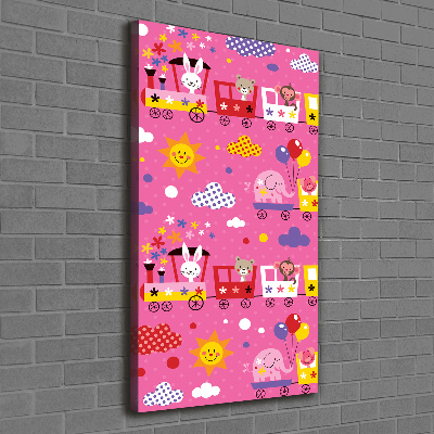 Stampa quadro su tela verticale Treno Felice