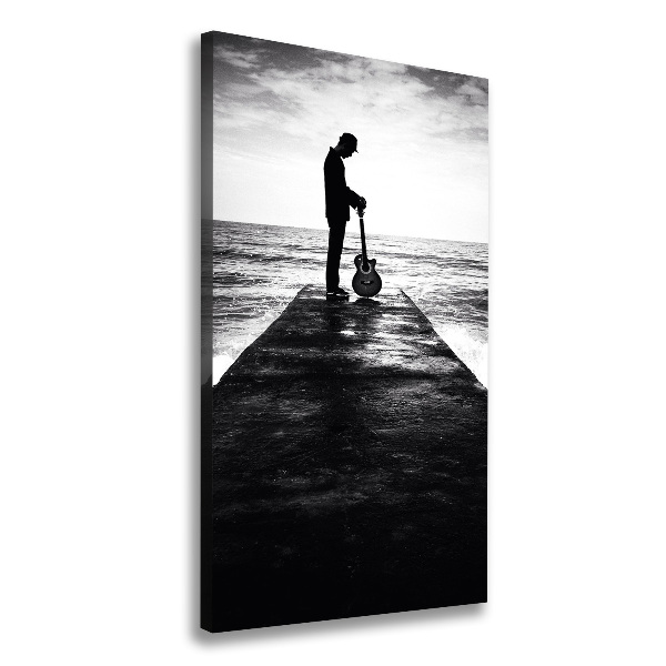 Stampa quadro su tela verticale Chitarrista sul molo