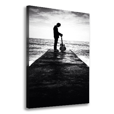 Stampa quadro su tela verticale Chitarrista sul molo