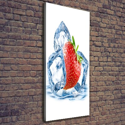 Quadro foto su tela verticale Fragola e ghiaccio