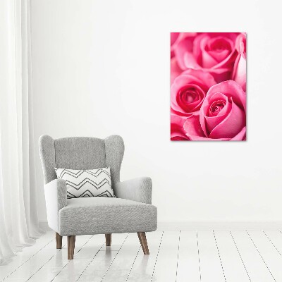 Quadro su tela canvas verticale Rose rosa
