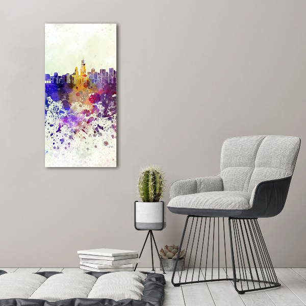 Quadro su tela canvas verticale Chicago colorata