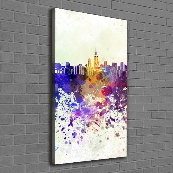 Quadro su tela canvas verticale Chicago colorata