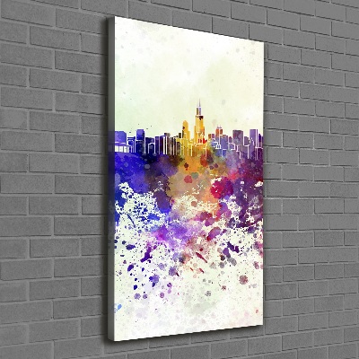 Quadro su tela canvas verticale Chicago colorata