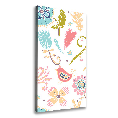 Quadro foto su tela verticale Piante e uccelli