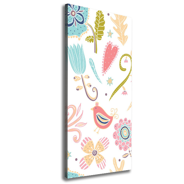 Quadro foto su tela verticale Piante e uccelli