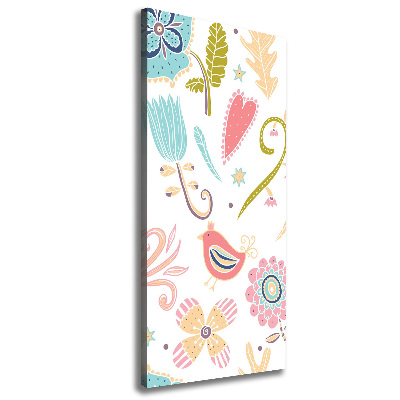 Quadro foto su tela verticale Piante e uccelli