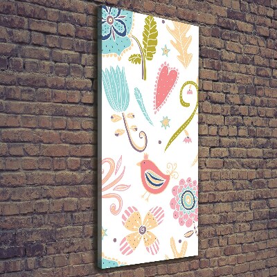 Quadro foto su tela verticale Piante e uccelli