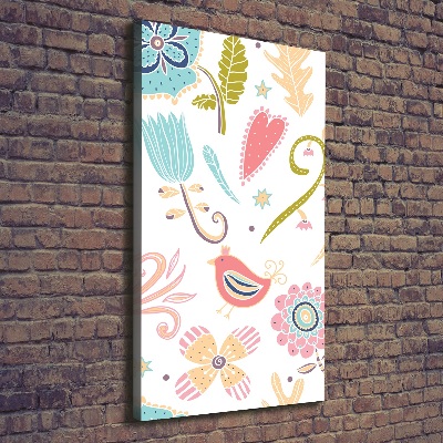 Quadro foto su tela verticale Piante e uccelli