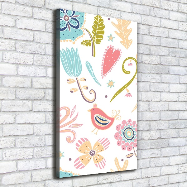 Quadro foto su tela verticale Piante e uccelli