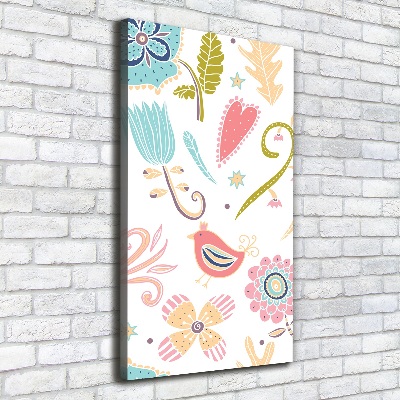 Quadro foto su tela verticale Piante e uccelli