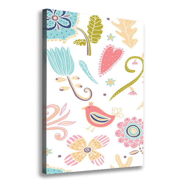 Quadro foto su tela verticale Piante e uccelli