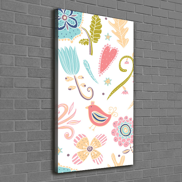 Quadro foto su tela verticale Piante e uccelli