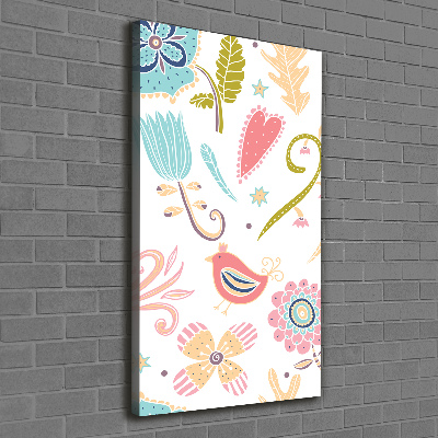 Quadro foto su tela verticale Piante e uccelli