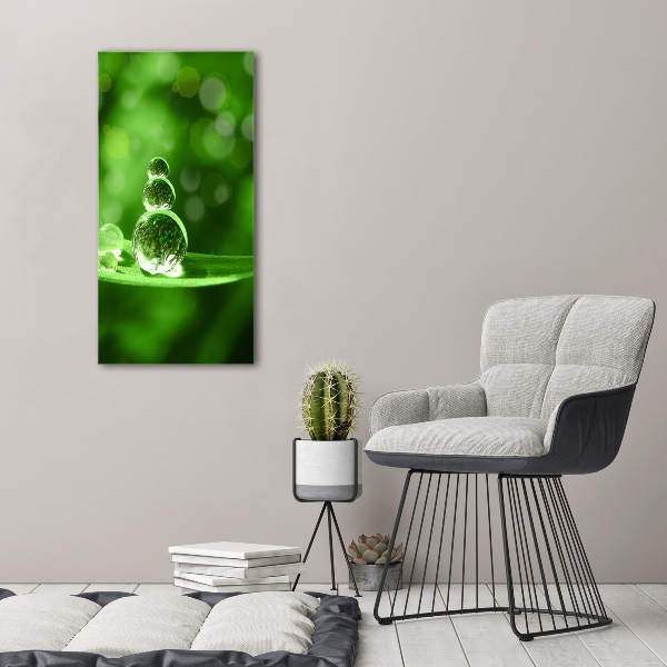 Quadro su tela canvas verticale Gocce sull'erba