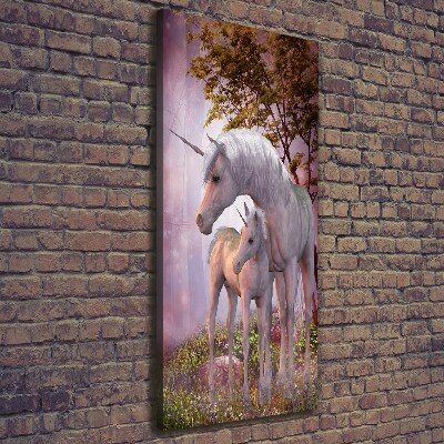 Quadro su tela canvas verticale Unicorni