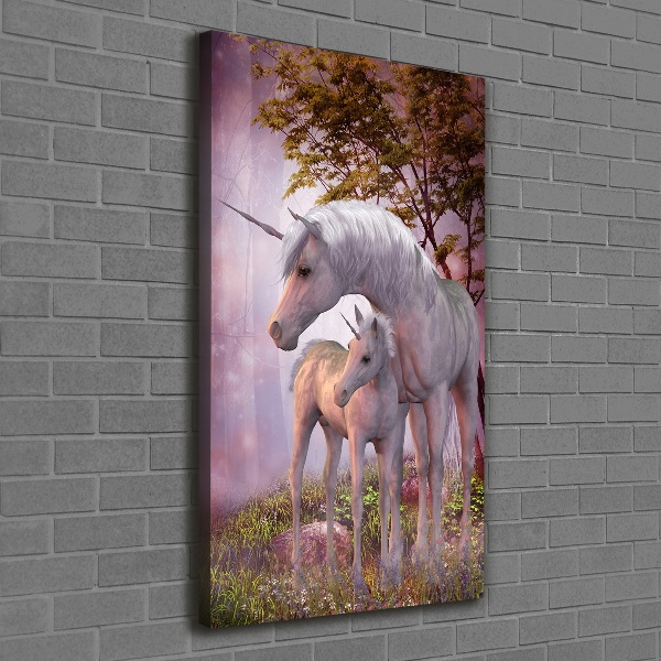 Quadro su tela canvas verticale Unicorni