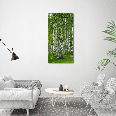 Quadro su tela canvas verticale Foresta di betulle