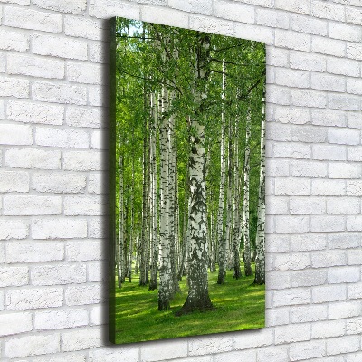 Quadro su tela canvas verticale Foresta di betulle