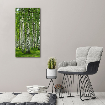 Quadro su tela canvas verticale Foresta di betulle