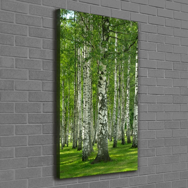 Quadro su tela canvas verticale Foresta di betulle