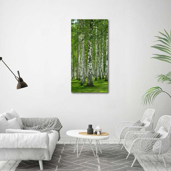 Quadro su tela canvas verticale Foresta di betulle