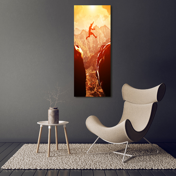 Stampa quadro su tela verticale Salta oltre l'abisso