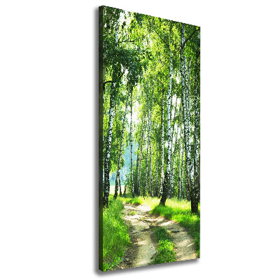 Quadro su tela canvas verticale Foresta di betulle