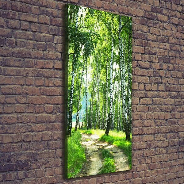 Quadro su tela canvas verticale Foresta di betulle