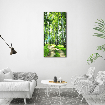 Quadro su tela canvas verticale Foresta di betulle