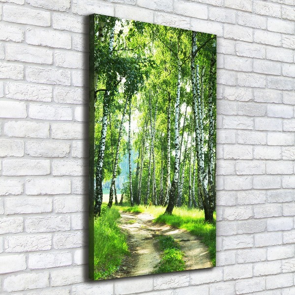 Quadro su tela canvas verticale Foresta di betulle