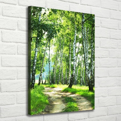 Quadro su tela canvas verticale Foresta di betulle
