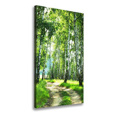 Quadro su tela canvas verticale Foresta di betulle