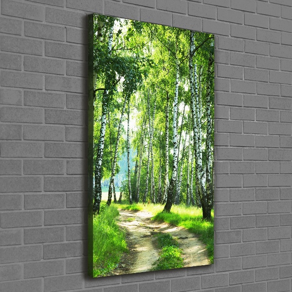 Quadro su tela canvas verticale Foresta di betulle