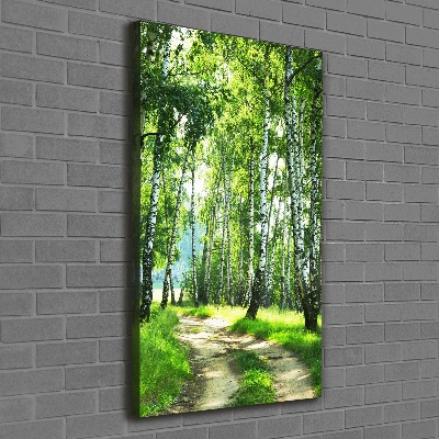 Quadro su tela canvas verticale Foresta di betulle