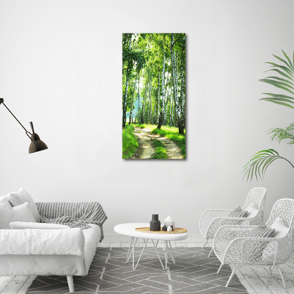 Quadro su tela canvas verticale Foresta di betulle