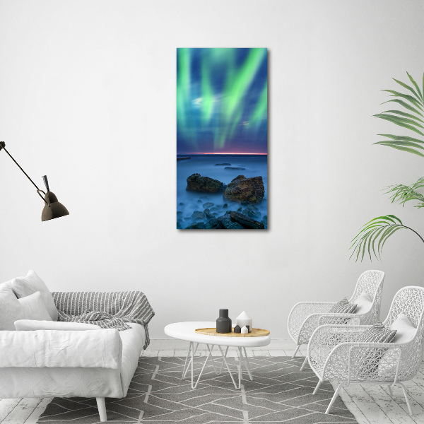Quadro foto su tela verticale Aurora boreale