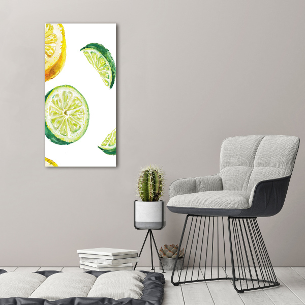 Quadro foto su tela verticale Lime e limoni