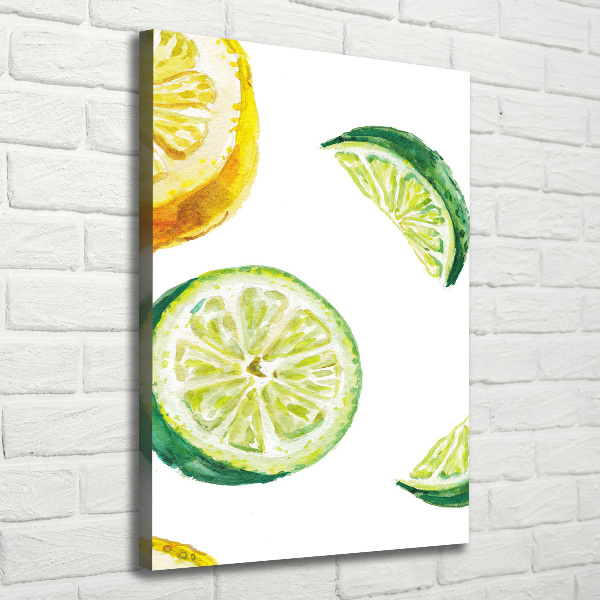 Quadro foto su tela verticale Lime e limoni