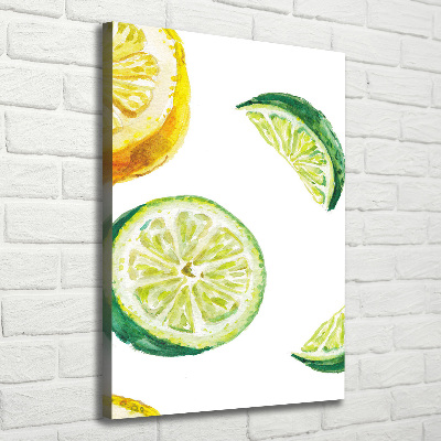 Quadro foto su tela verticale Lime e limoni