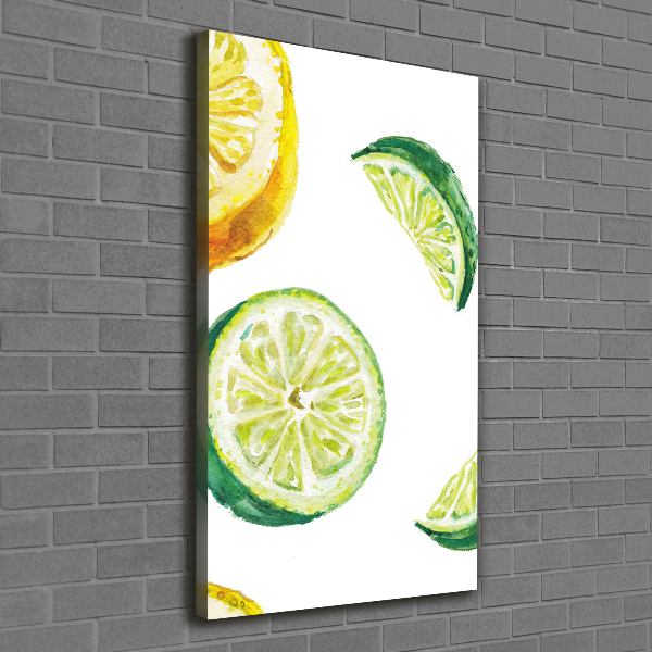 Quadro foto su tela verticale Lime e limoni