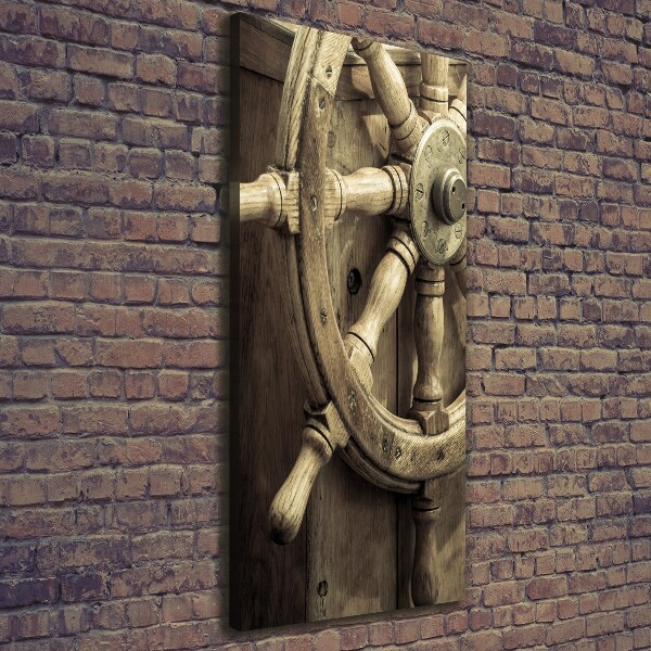 Quadro foto su tela verticale Il timone di uno yacht