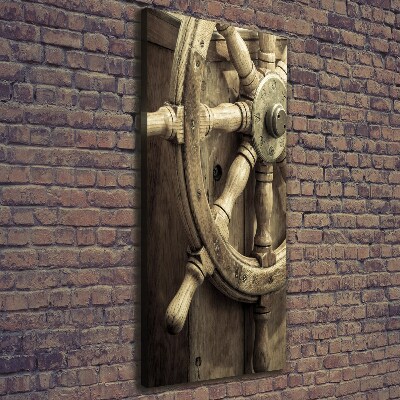 Quadro foto su tela verticale Il timone di uno yacht