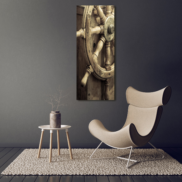 Quadro foto su tela verticale Il timone di uno yacht