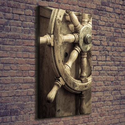 Quadro foto su tela verticale Il timone di uno yacht