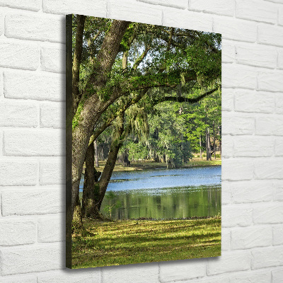 Quadro foto su tela verticale Lago nel parco