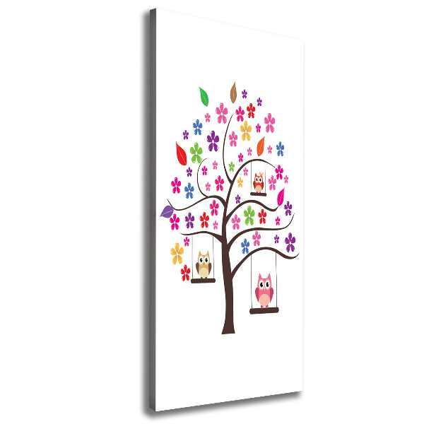 Stampa quadro su tela verticale Gufi sulle altalene