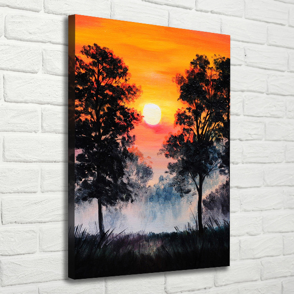 Quadro su tela canvas verticale Foresta del tramonto