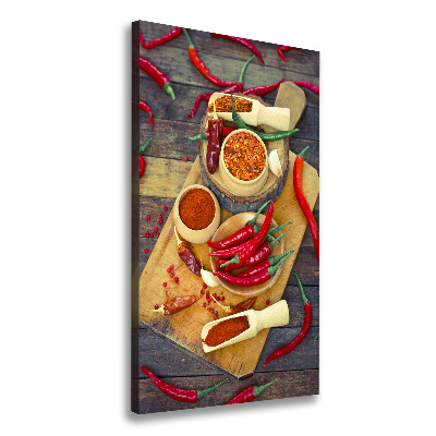 Quadro su tela canvas verticale Peperoncini