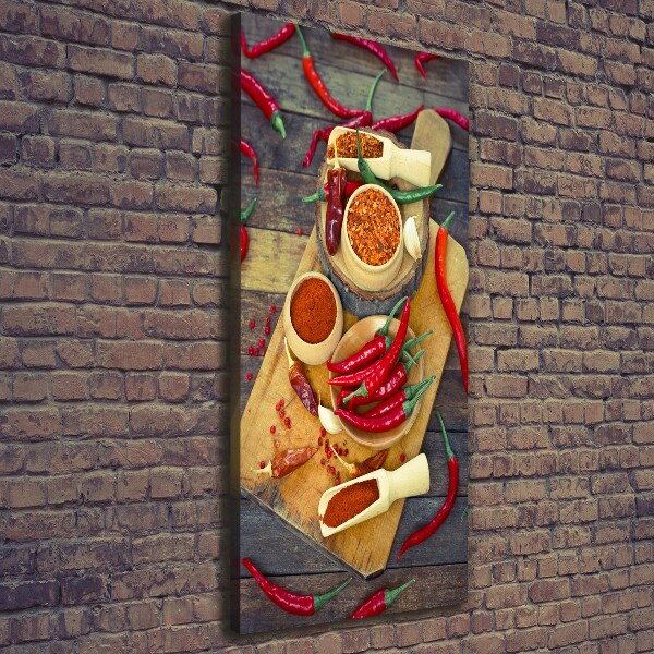 Quadro su tela canvas verticale Peperoncini